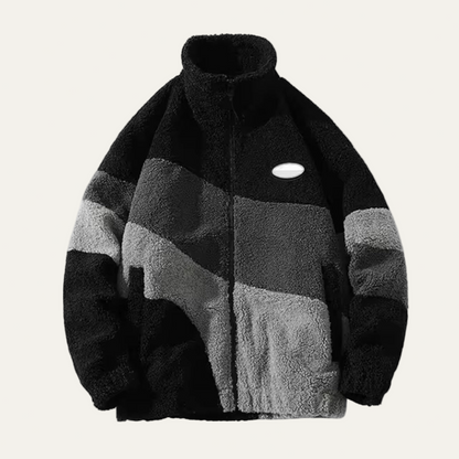 Men's Warm Graphic High Neck Fleece Jacket
