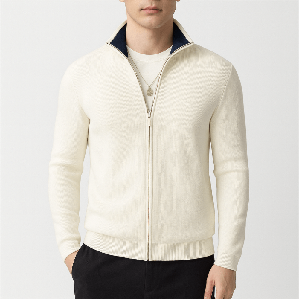 Soft Men's Crew Neck Zip Sweater - OutfitLondon