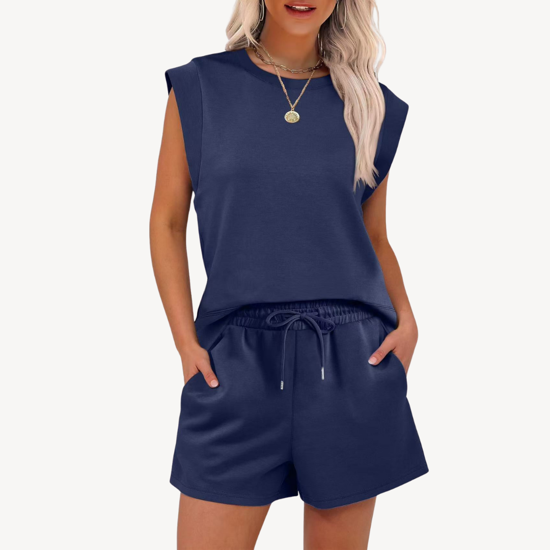 Relaxed Fit Ladies Cotton Shorts Set