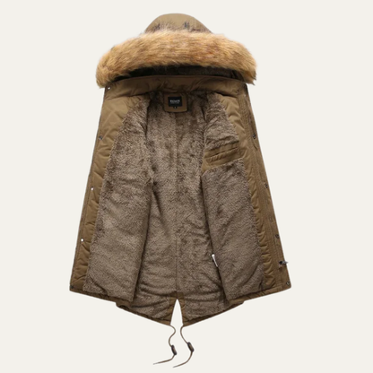 Warm Men's Faux Fur Lined Parka Jacket Coat