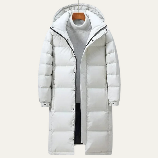 Men's Black Down filled Long Hooded Puffer Jacket - OutfitLondon