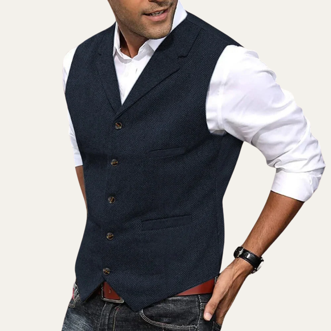 Slim Fit Textured Vest for Men