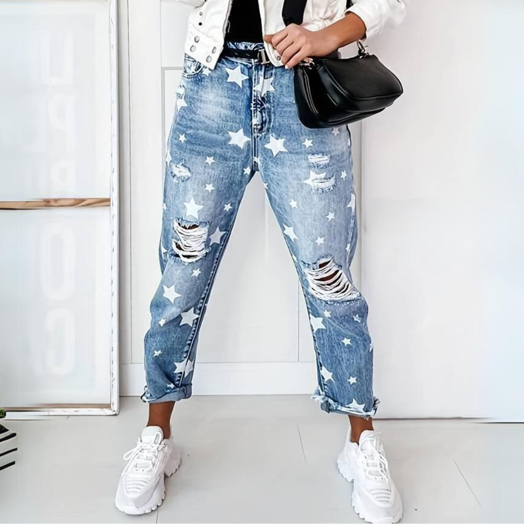 Fashionable Ripped High Waisted Women's Jeans