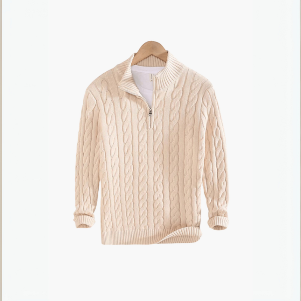 Warm Thick Quarter Zip Crew Neck Sweater