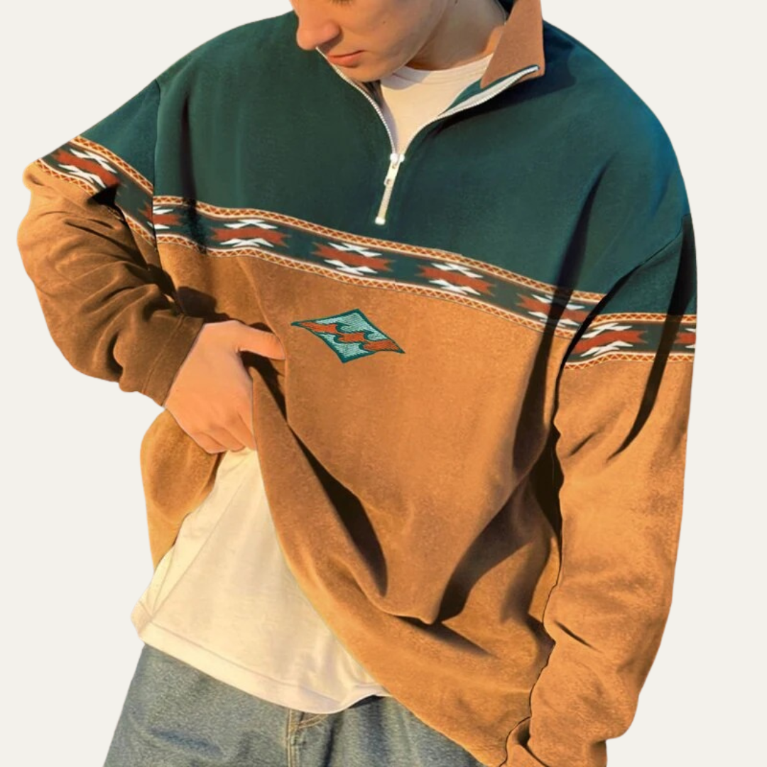 Men's Graphic Quarter Zip Fleece Sweatshirt - OutfitLondon