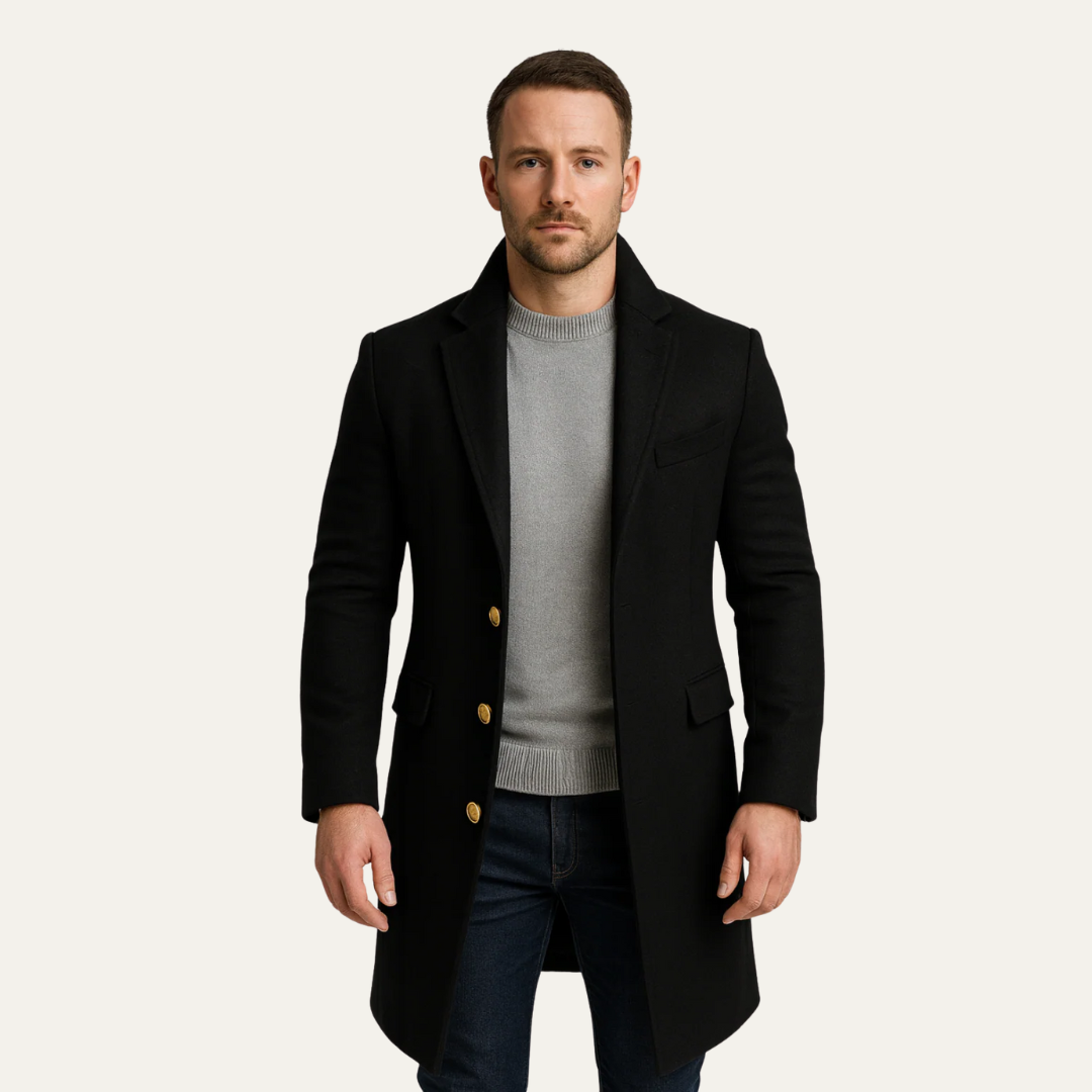 Classic Brown Button Overcoat for Men