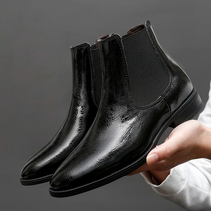 Men's Classic Leather Chelsea Ankle Boots with Stretch