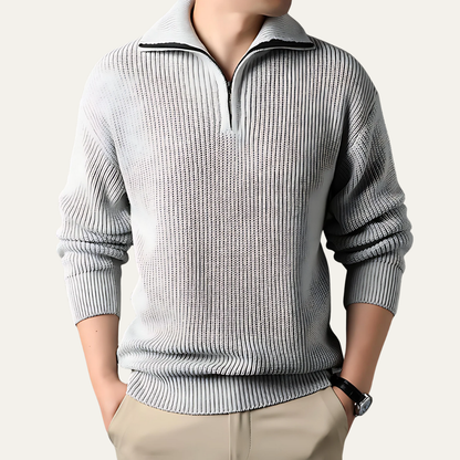 Men's Classic Crew Neck Quarter Zip Sweater - OutfitLondon