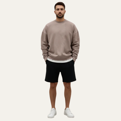 Relaxed Fit Crew Neck Sweatshirt With Raw Edge Detail