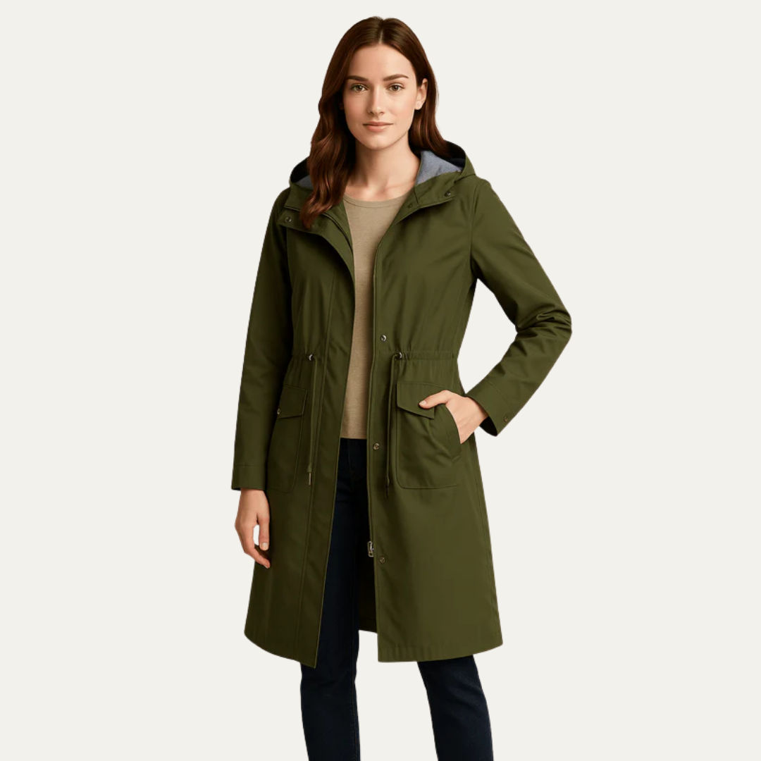 Ladies Adjustable Hooded Water Resistant Parka Jacket