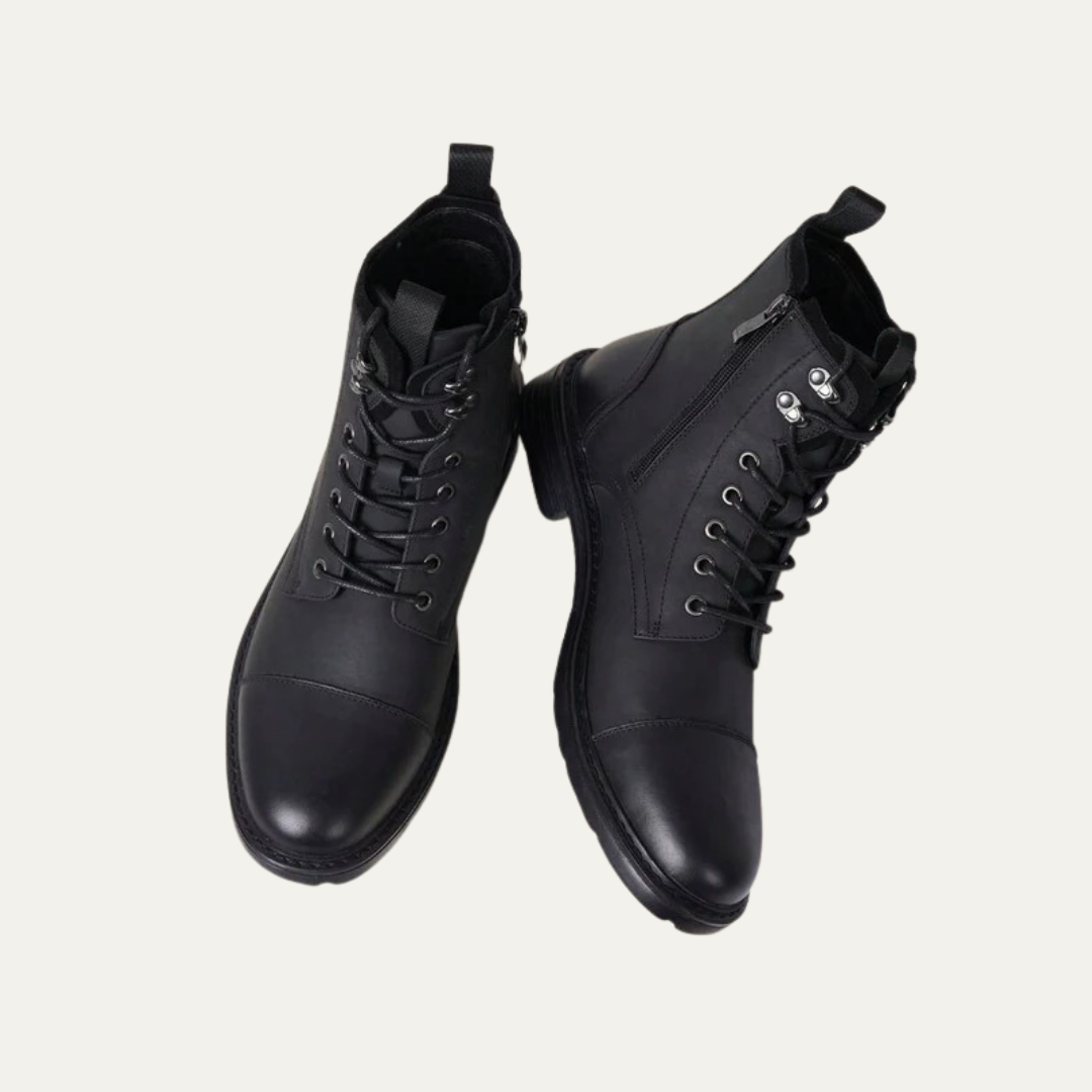 Tough Leather Lace Up Military Ankle Boots