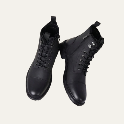 Tough Leather Lace Up Military Ankle Boots
