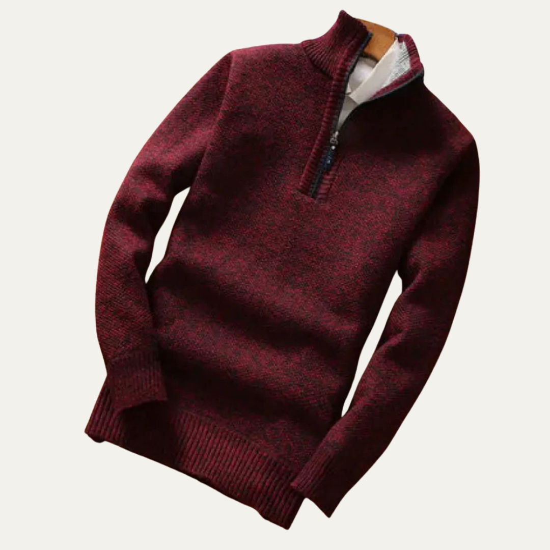 Classic Men's Crew Neck Quarter Zip Jumper
