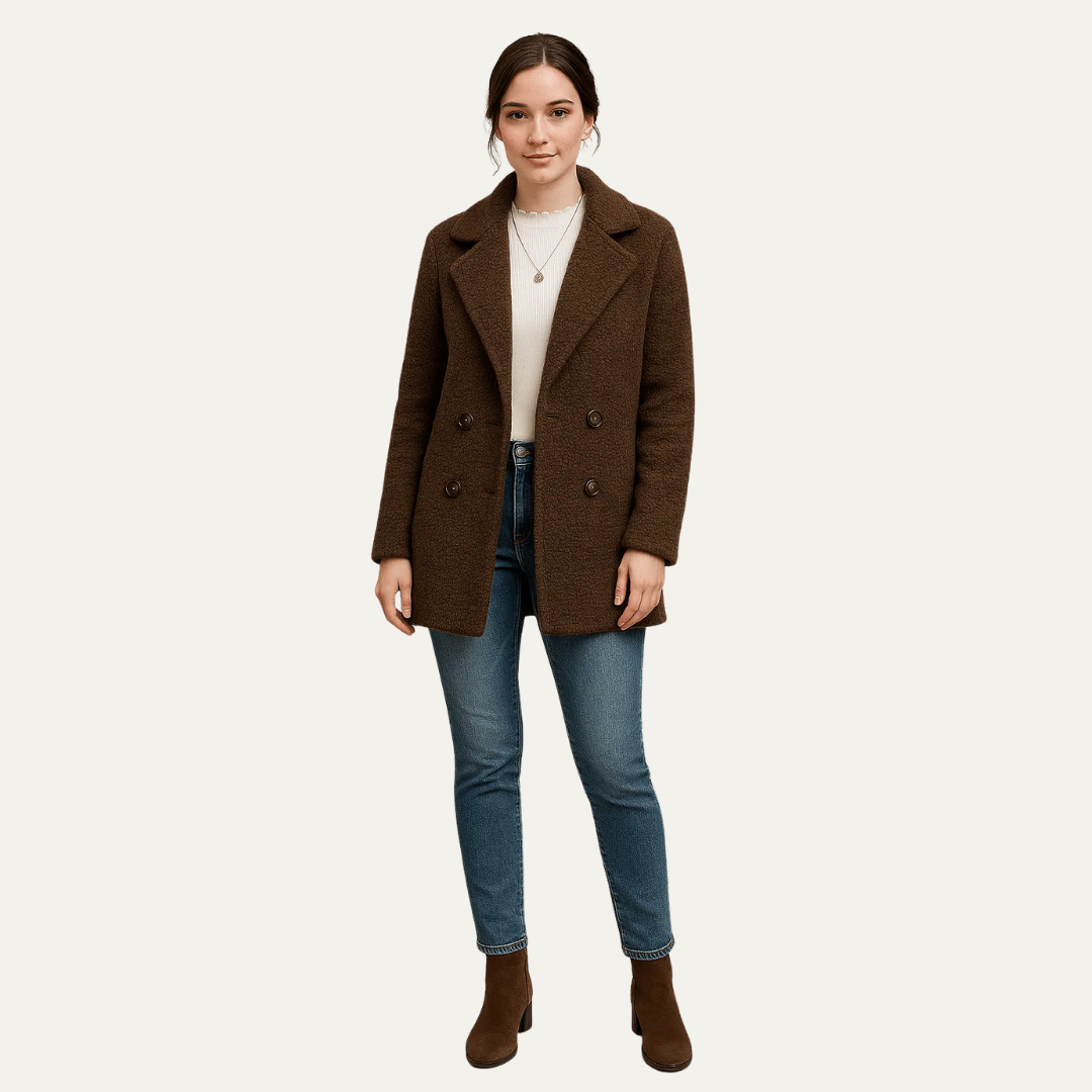 Ladies Wool Double Button Coat