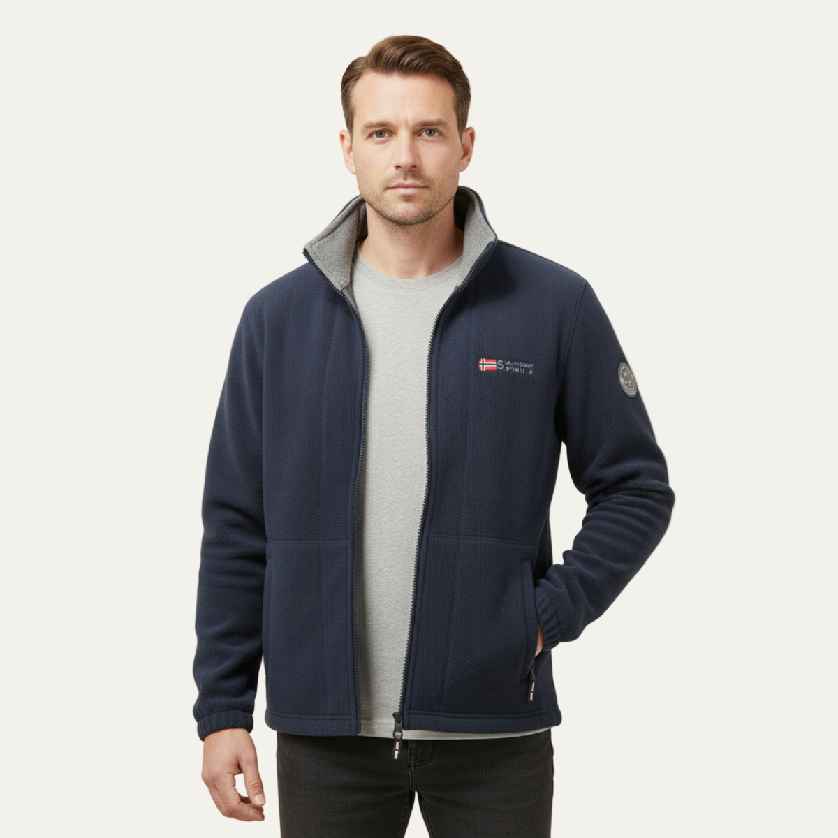 Men's Thick Quilted Fleece Zip Up Jacket