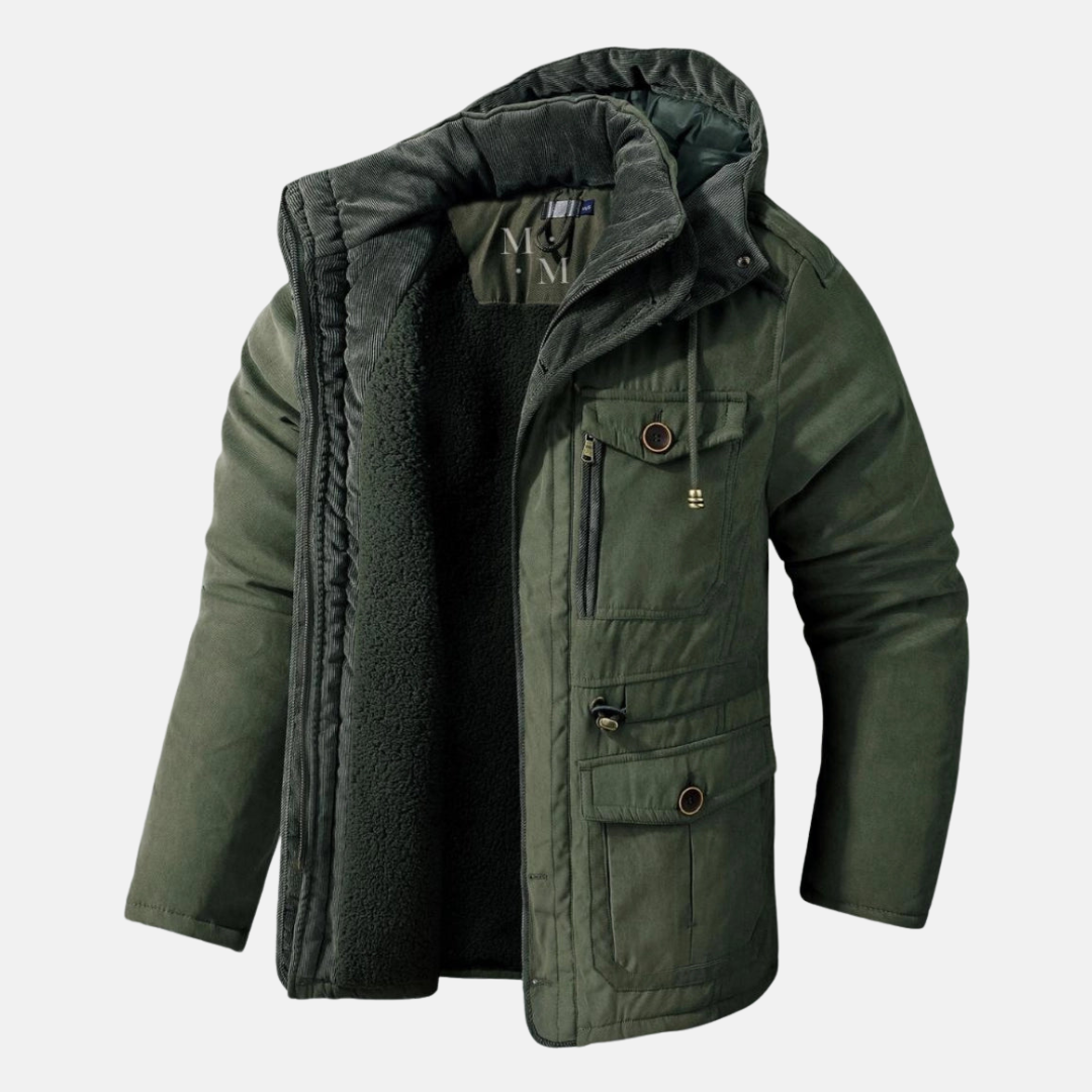 Warm Waterproof Parka Coat with Fleece Lining and Hood
