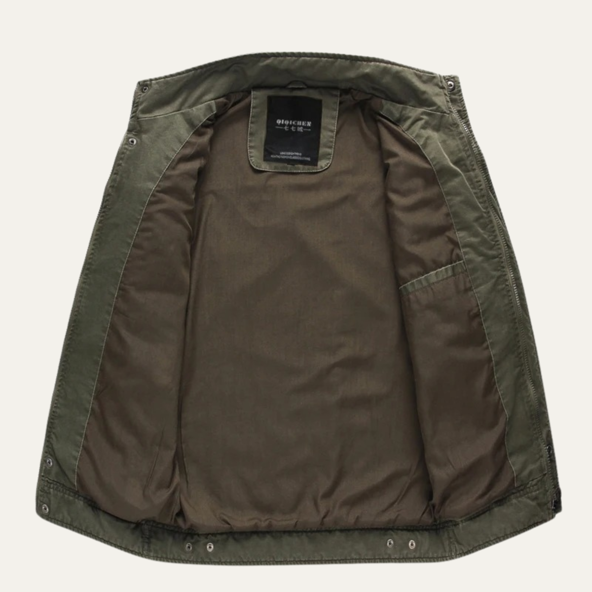 Men's Synthetic Leather Bomber Coat with Pocket Detail