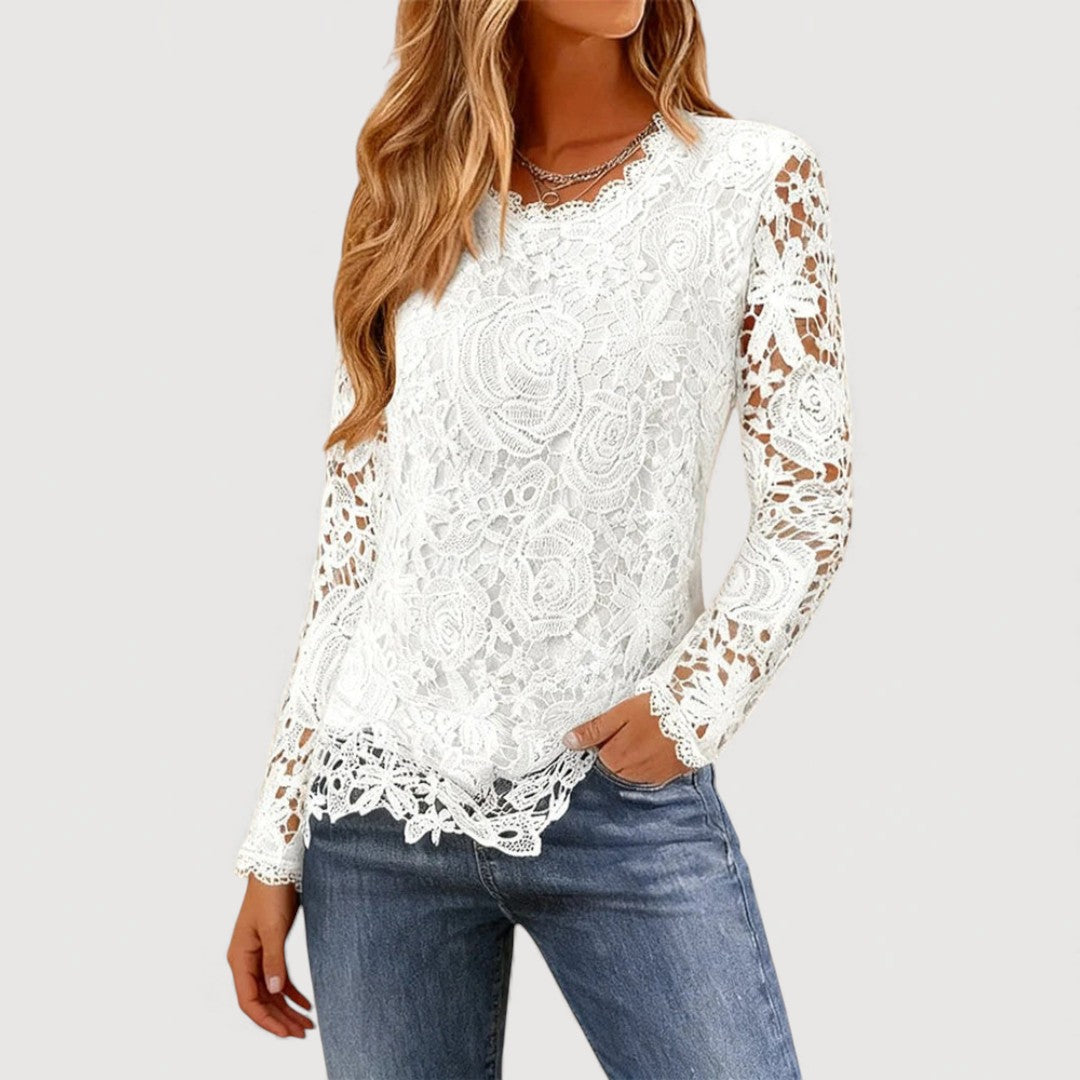 Delicate Lace Trim Women's Blouse