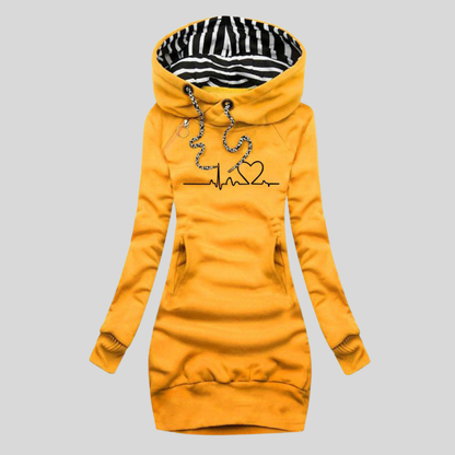 Soft Heartbeat Fleece Hooded Sweatshirt - OutfitLondon