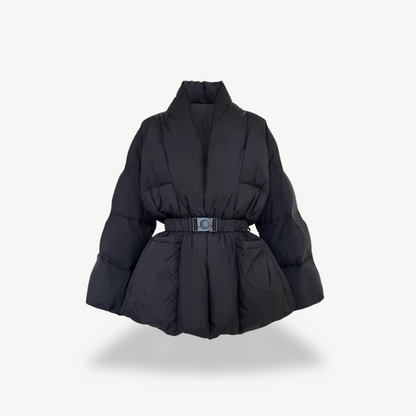 Warm Black Parka Coat for Women - Waterproof Polyester