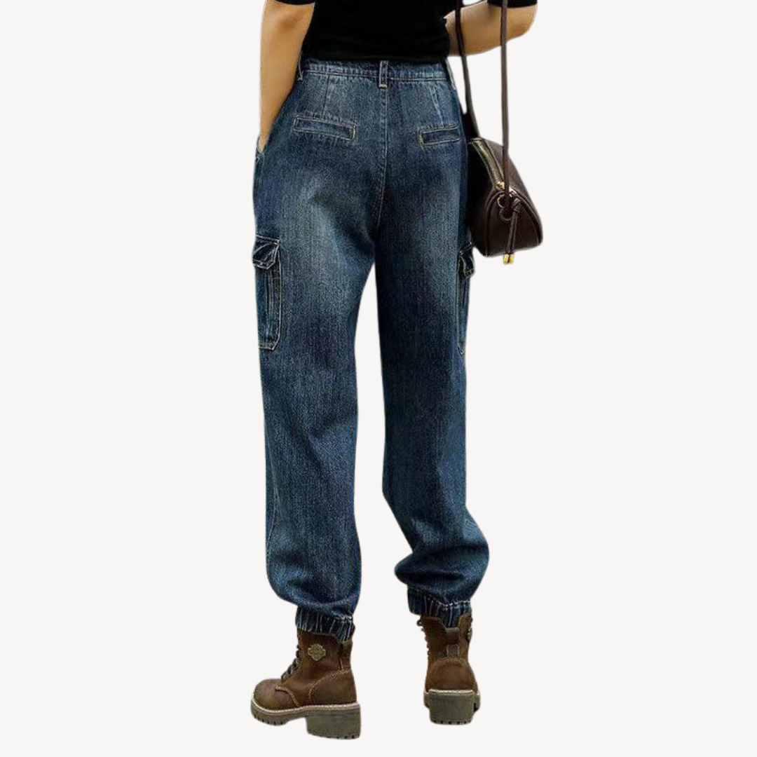 Ladies' Relaxed Fit Cargo Jeans Pants