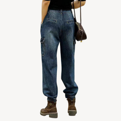 Ladies' Relaxed Fit Cargo Jeans Pants