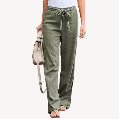 Relaxed Fit Wide Leg Cotton Trousers