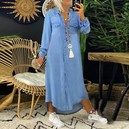 Relaxed Fit Blue Jeans Dress - OutfitLondon