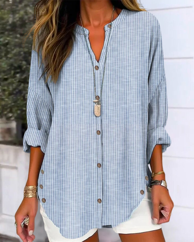 Relaxed Fit Women's Long Sleeve Casual Button Down Shirt