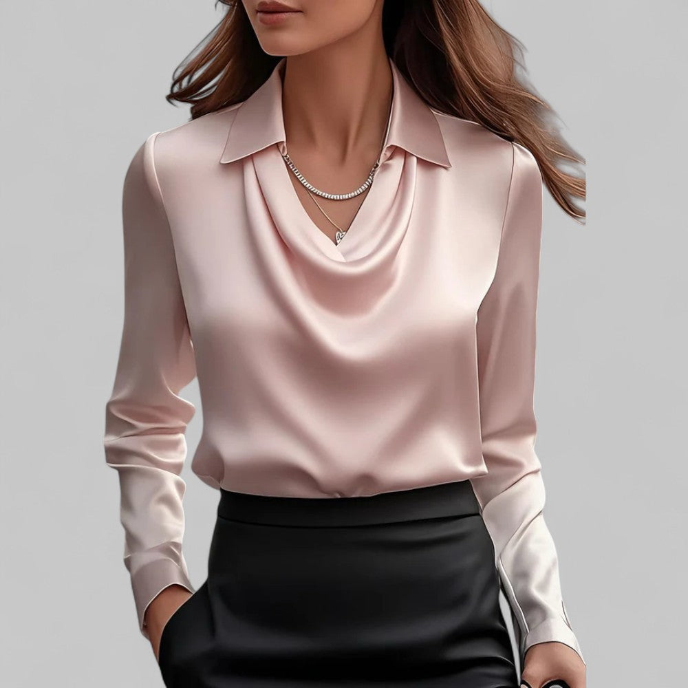 Flowy V-Neck Long Sleeve Blouse