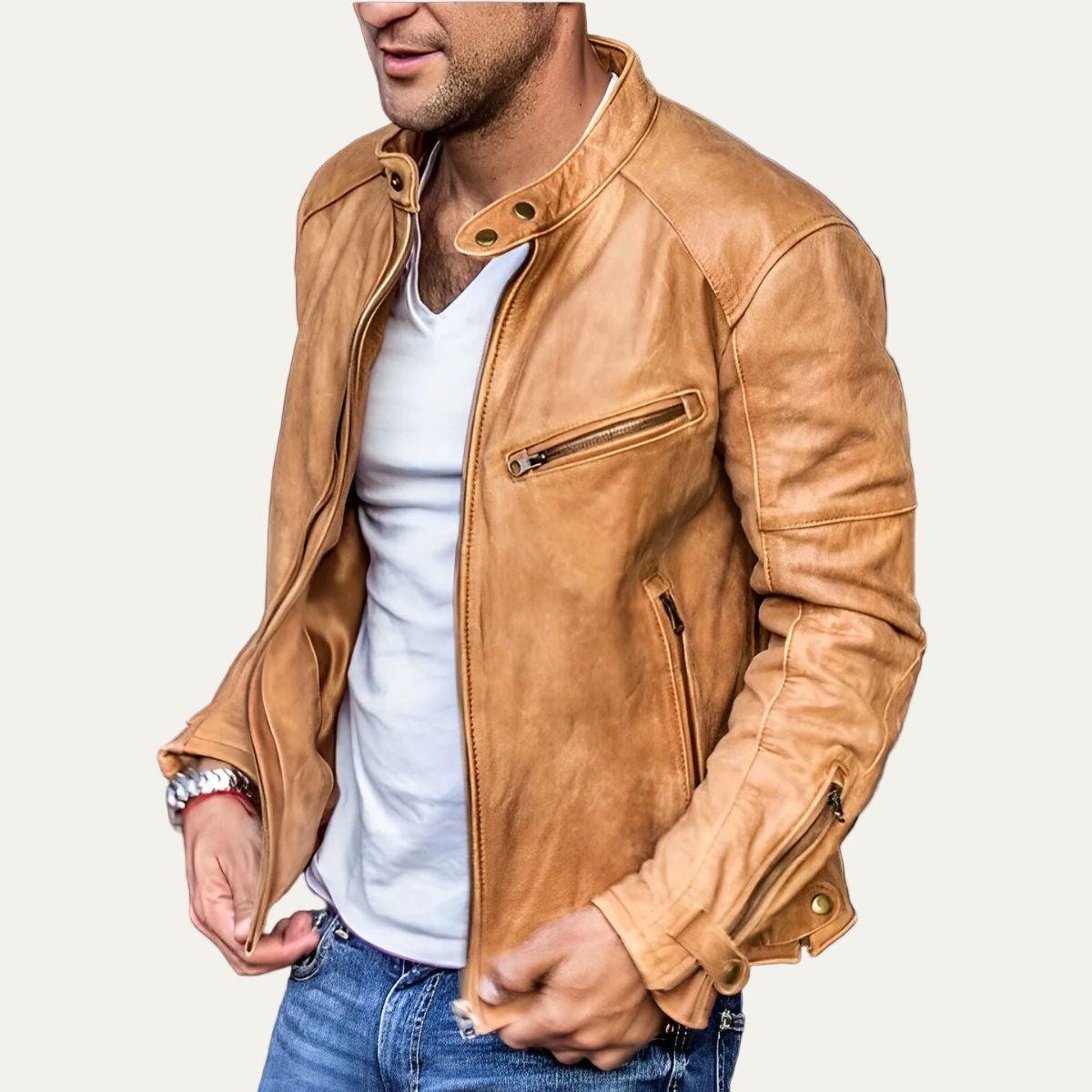 Slim Fit Biker Fake Leather Jacket