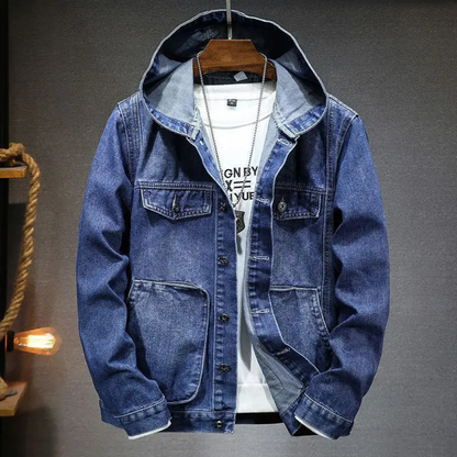 Big Fit Hooded Blue Jean Jacket For Men