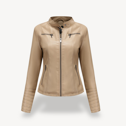 Vintage Style Faux Leather Biker Jacket for Women