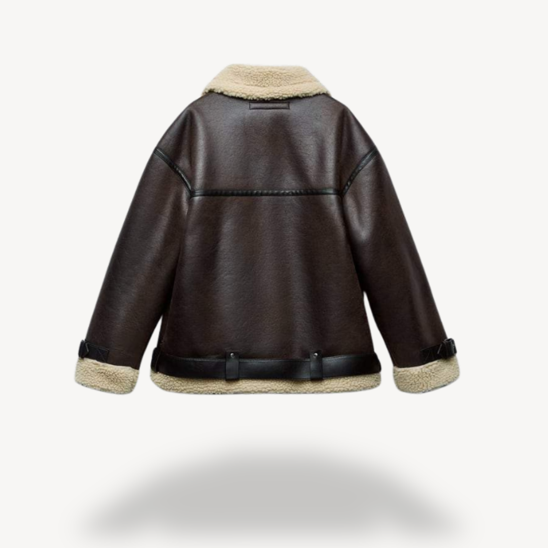 Faux Leather Motorcycle Jacket for Ladies