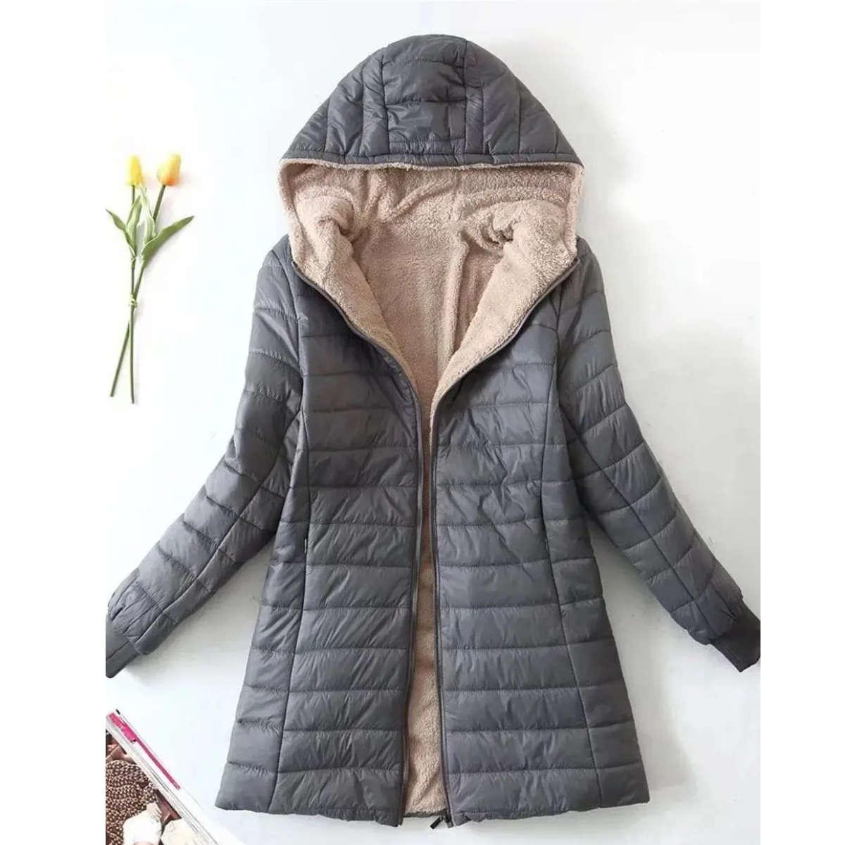 Cozy Ladies Insulated Parka Coat with Hood