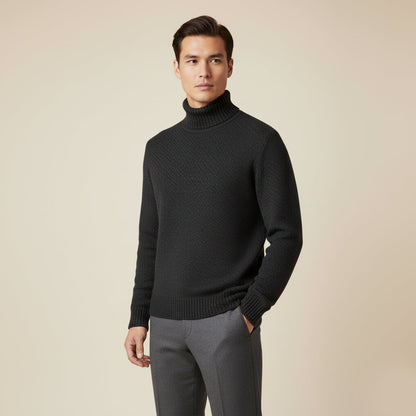 Warm Merino Wool Turtleneck Sweater for Men