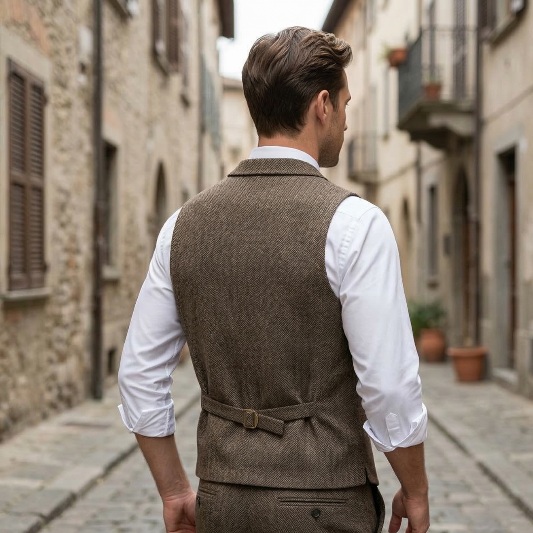 Stylish Mens Herringbone Patterned Vest