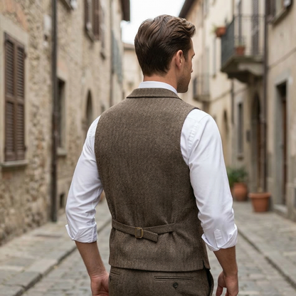 Stylish Mens Herringbone Patterned Vest
