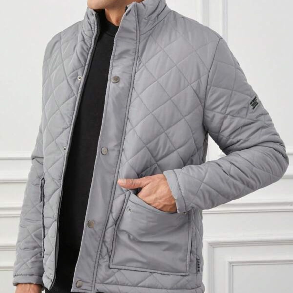 Classic Black Padded Mens Parka Jacket