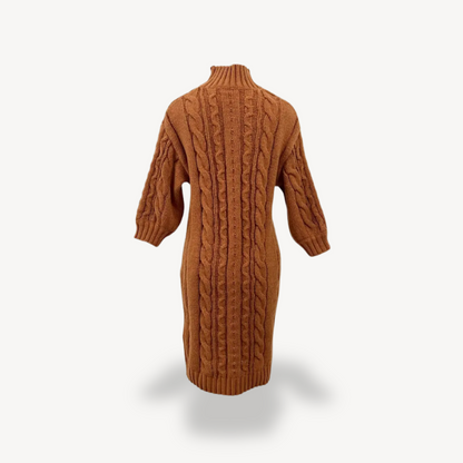 Warm Crew Neck Sweater Dress for Ladies