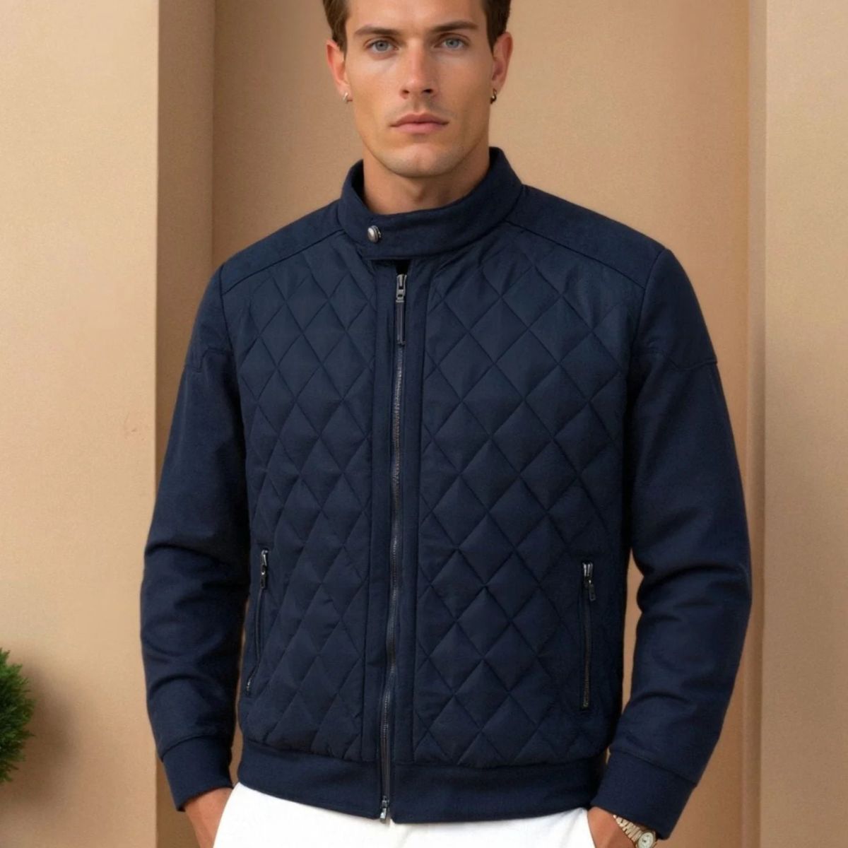 Classic Navy Quilted Mens Jacket