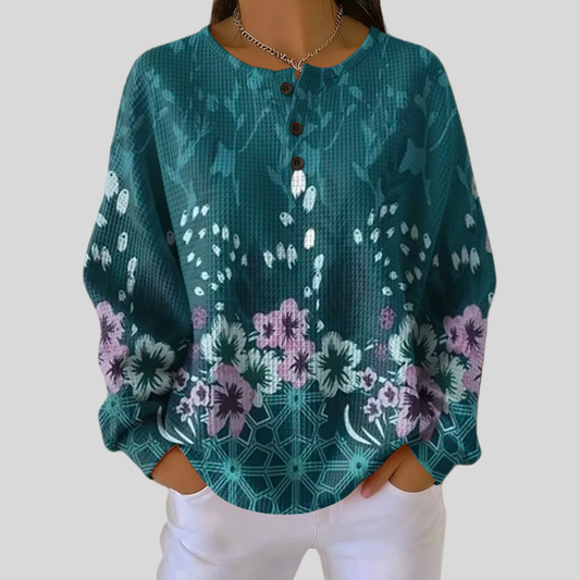 Women's Floral Crew Neck Sweater - OutfitLondon