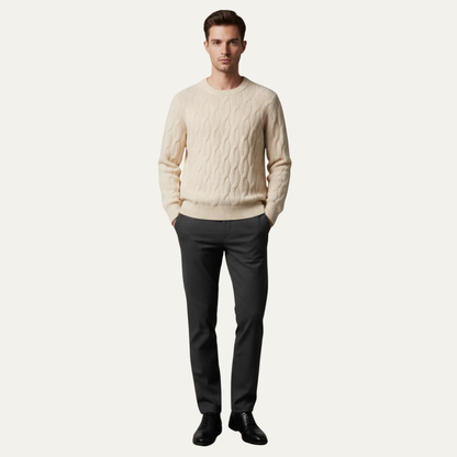 Comfortable Crew Neck Cable Knit Sweater