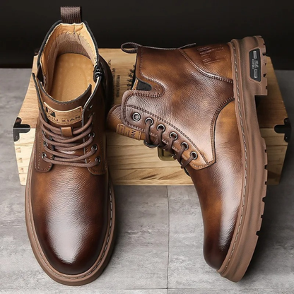 Stylish Men's Waterproof Leather Ankle Boots