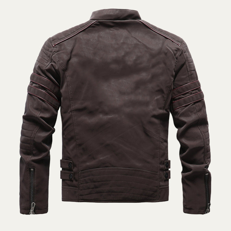 Men's Padded Biker Leather Jacket