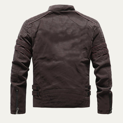 Men's Padded Biker Leather Jacket