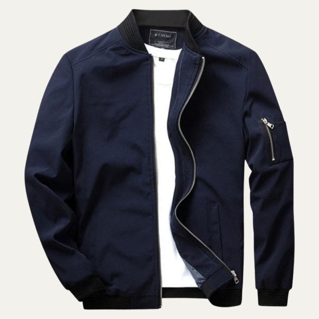 Men's Vintage Zip Up Bomber Jacket with Functional Pockets - OutfitLondon