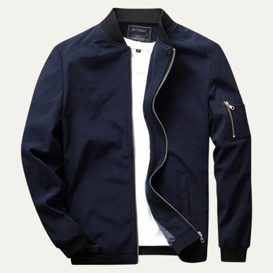 Men's Vintage Zip Up Bomber Jacket with Functional Pockets - OutfitLondon