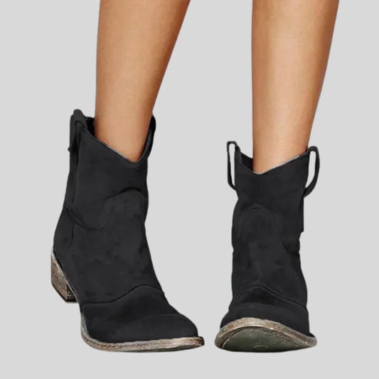 Western Style Cowboy Ankle Boots - OutfitLondon