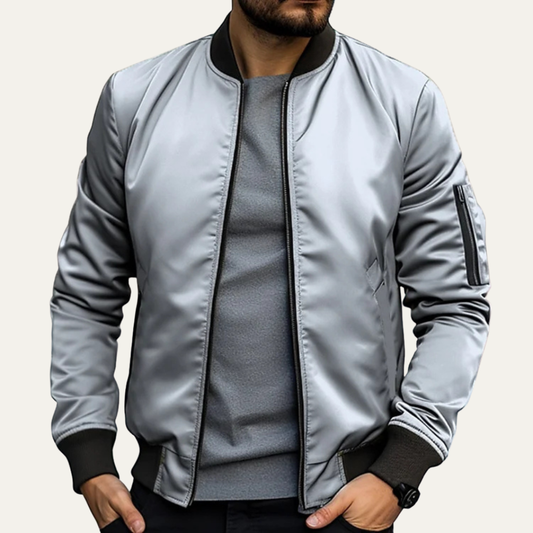 Men's Vintage Fit Ribbed Bomber Jacket